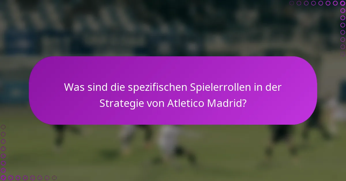 Was sind die spezifischen Spielerrollen in der Strategie von Atletico Madrid?