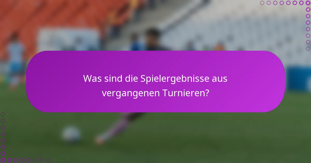 Was sind die Spielergebnisse aus vergangenen Turnieren?